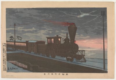 Vista di Takanawa Ushimachi sotto una luna velata, 1879 da Kobayashi Kiyochika